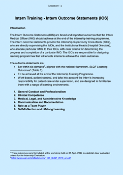 Intern Training - Intern Outcome Statements (IOS)